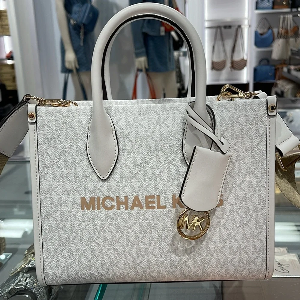 Michael Kors Mirella Small Signature Logo Shopper Top Zip Crossbody XBODY Bag MK